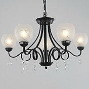loftslampe med 5 lys i sort jern