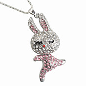 16GB Dancing Rabbit Stil USB-Flash-Laufwerk Halskette (silber)