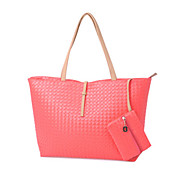 Casual Women's Braided PU Bag With Pocket Outside