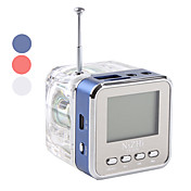 portable style transparent LCD LED haut-parleur (lecteur microSD, radio FM, couleurs assorties)
