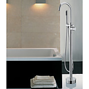 Contemporary Floor Standing Tub Faucet with Hand Shower - Chrome Finish