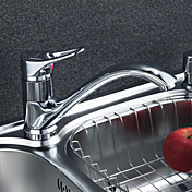 torneira da cozinha contemporânea sólida latão (acabamento cromado)