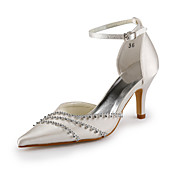 Satin Stiletto Heel Closed Toe / Pumps With Rhinestone Hand-made Party Evening Shoes (More Colors Available)