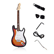 Strat Custom E-Gitarre mit Zubehör im Sonnenuntergang / creme / rot / schwarz