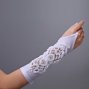 da sposa in raso fingerless lunghezza guanti gomito con bordatura