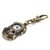 retro sportwagen van sekseneutrale legering analoge quartz horloge sleutelhanger (brons)