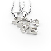 Stainless Steel "LOVE" Design Couples' Necklace Set of 2 (More Colors)