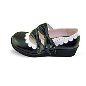 håndlavet sort PU læder 5cm kile shiro & Kuro Lolita sko med sløjfe