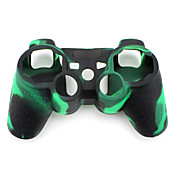 beschermende camouflage stijl siliconen hoesje voor de PS3-controller (groen en zwart)