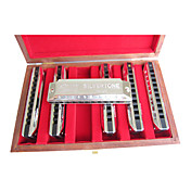 Huang - (103X) Silver Thicken Hamonica 6 Keys Pack/10 Holes/20 Tones