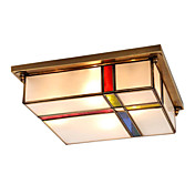 Stained Glass Flush Mount with 2 Lights