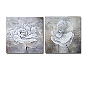 Peinture à l'huile réalisée à la main florale sur canevas tendu - Set de 2