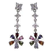 encantadora de platino multicolor chapada con pendientes irregulares forma cúbica de zirconia