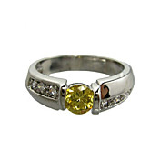 Fashion Cubic Zirconia Platinum Plated Round Shape Ring (More Colors)