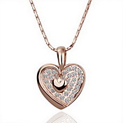 18K Gorgeous Fashion Rhinestone Alloy Heart On Heart Necklace (More Colors)