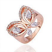 superbe strass or 18 carats grande assiette de mode anneau de papillon