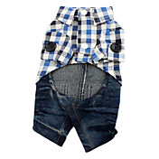 rutete hund skjorte med denim stil jeans (xs-xl)