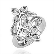 superbe cristal or 18k deux anneaux de mode de fleurs (plus de couleurs)