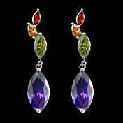 Long Strings Cubic Zirconia Earrings In Drops Shape