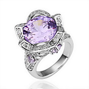 superbe cristal violet en or 18 carats anneau de mode de cristal