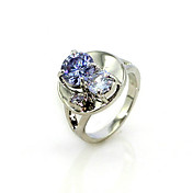 luksuriøse lilla cubic zirconia platineret rund form mode ring