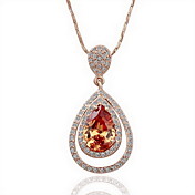 18K Gorgeous Fashion Rhinestone Alloy Tear Drop Necklace (More Colors)