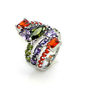 18K Gold Plated & Lux Colorful Cubic Zirconia Ladie's Fashion Ring(More Colors)