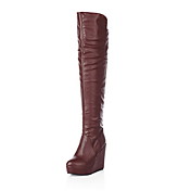 talon compensé en similicuir dessus du genou bottes parti / chaussures de soirée plus de couleurs ()