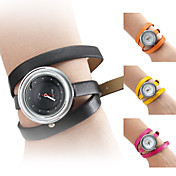 Lang PU Læder rem Analog Quartz dame armbåndsur ur (blandede farver)