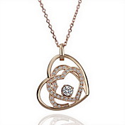 18K Gorgeous Fashion Rhinestone Alloy Three Heart Necklace (More Colors)