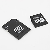 4gb miniSD geheugenkaart en miniSD-adapter