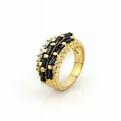 Gorgeous Black Cubic Zirconia Platinum Plated Irregular Shape Fashion Ring