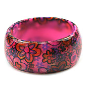 Ladies' Resin Round Bangles Classic Bracelet In Fuchsia Flower