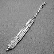 splendida argentato cinque catena e noiosa polish perline bracciale unisex