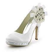 Satin Stiletto Heel Platform Pumps With Rhinestone / Pearl Wedding Shoes (More Colors)