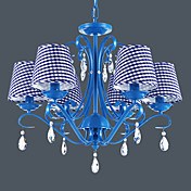 moderna 6 - candelabros de cristal de luz con pantalla de tela en el patrón de prueba