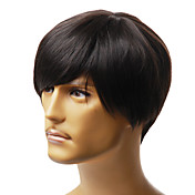 les hommes de mode Capless est courte perruque noire cheveux raides