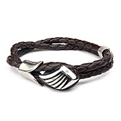 Men's Wing Pattern Cowhide Bracelet (Coffee)