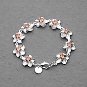 Fashion Silver Plated Yellow Crystal Plum Flower Women's Bracelet