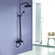 Oil-rubbed Bronze Wall Mount Waterfall Rain + Handheld Shower Faucet