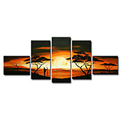 dipinto a mano olio pittura di paesaggio con struttura allungata - Set di 5