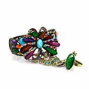 Retro Ladies' Alloy With Rhinestone Bangles & Cuffs Bracelet (More Colors)