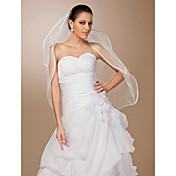 Two-tier Tulle Ribbon Edge Fingertip Wedding Veil