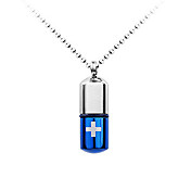 Titanium Steel Blue Pill Style Men's Necklace