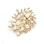 Beautiful Alloy With Rhinestones / Pearl Brooch