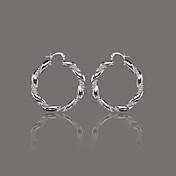 nydelig sølvfat vri tau hoop earring