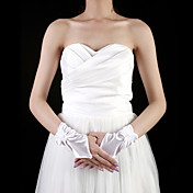 Satin Wrist Length Fingerless Bridal Gloves With Appliques (More Colors)
