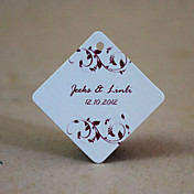 gepersonaliseerde ruit gunst tag - rode bloemen (set van 30)