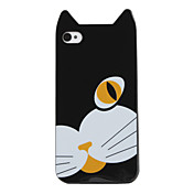 gato de dibujos animados patrón duro para el iPhone 4 y 4S (negro)