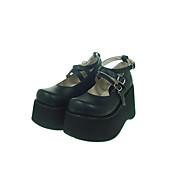 PU-Leder schwarz 10cm Keil Gothic Lolita Schuhe